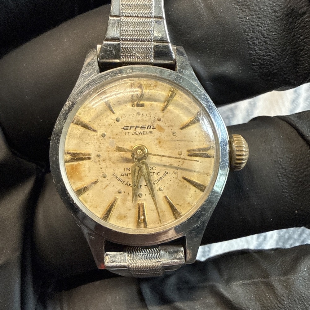 Vintage Effem 17 Jewels Watch Mechanical Running Incabloc Antimagnetic Band